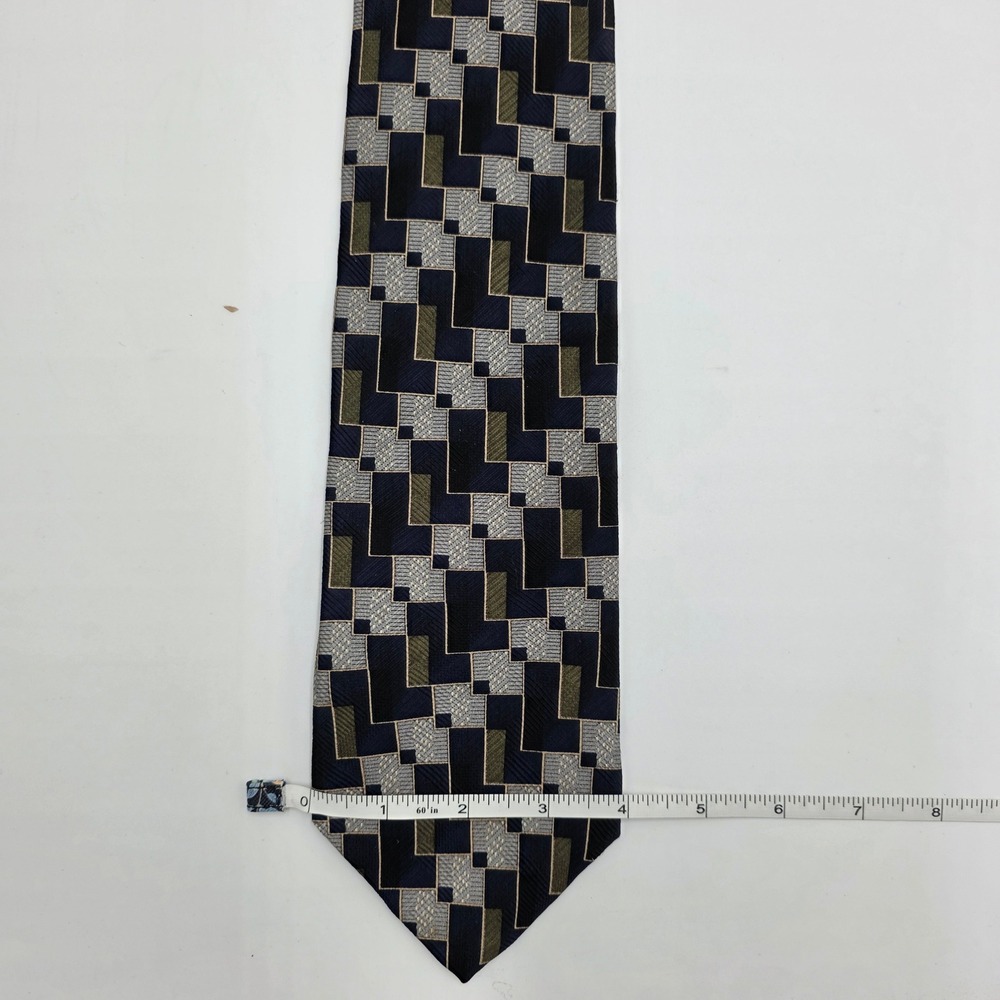 LOUIS‎ FERAUD Geometric Silk Blend Men's Neck Tie Blue Gold Black